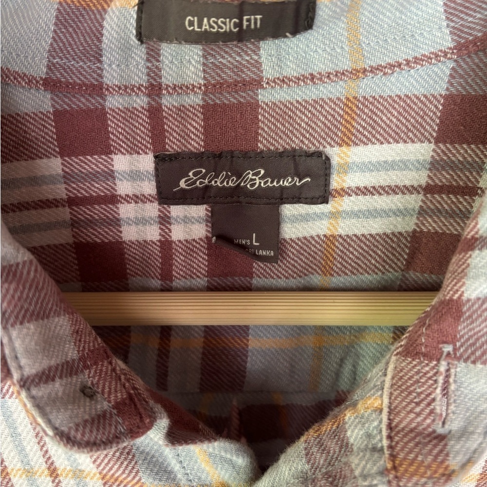 Eddie Bauer Men's Casual Plaid Shirt - Red, Blue, White - Picture 3 of 6